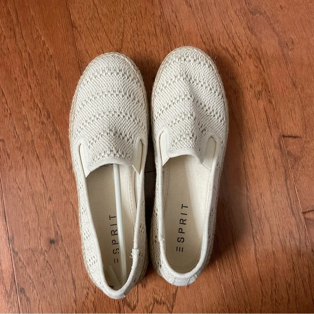 NWOT Esprit Cream Nadine Woven Espadrille Slip On Loafers Size 7.5M Spring Boho